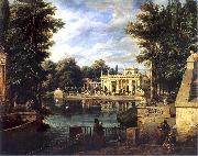 Marcin Zaleski View of the Royal Baths Palace in summer oil painting